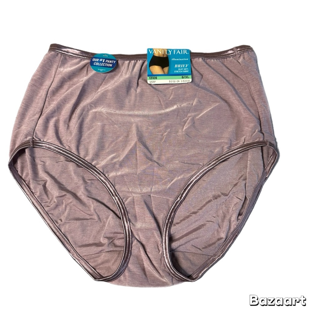 Vanity Fair Body Shine Illumination Brief XL/8 Lilac Chalk Microfiber NWT